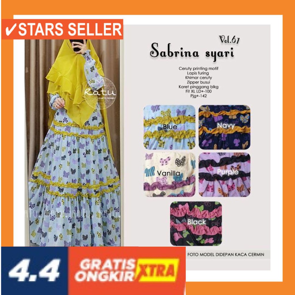 GAMIS MEWAH CANTIK MURAH BAJU ATASAN SET SETELAN TUNIK / Sabrina syar'i vol 67 by ratu