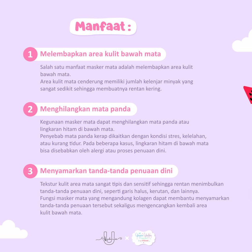 Collagen Eye Mask | Lip Mask Umaskerin x Yeppu Yeppu by Kiyowo Masker Bibir dan Masker Mata Watermelon Collagen Umaskerin Yeppu Yeppu