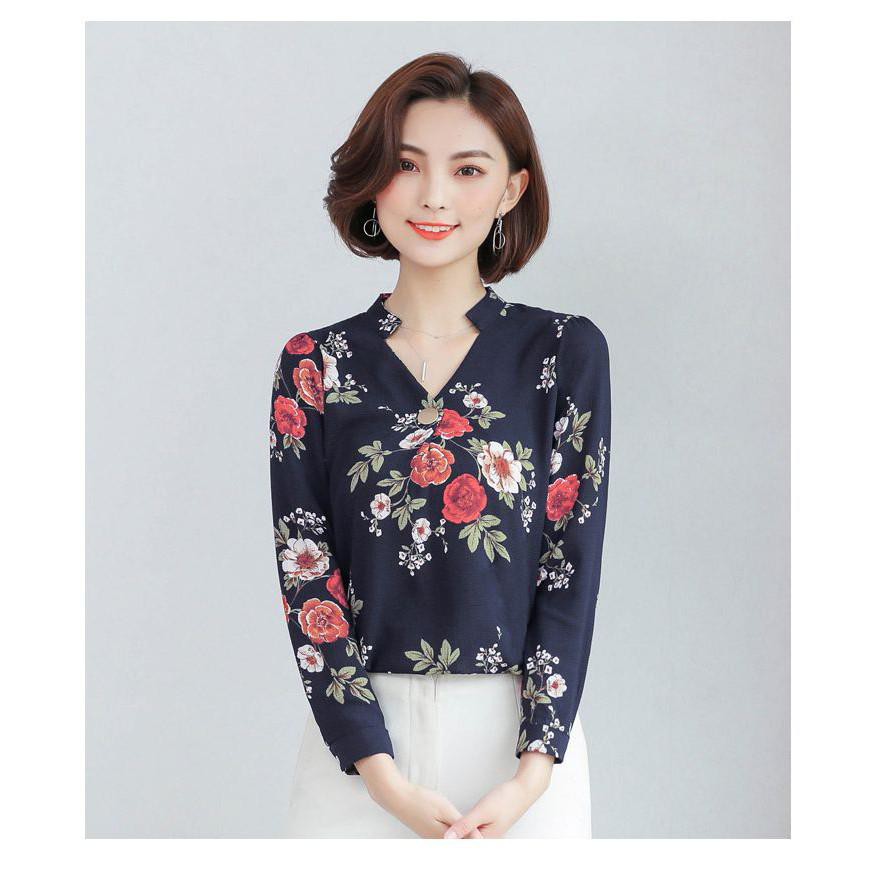 Tf32362 Formal Blouse Wanita Motif Bunga Import Korea Atasan Cewek Baju Kerja Kantor Shopee Indonesia