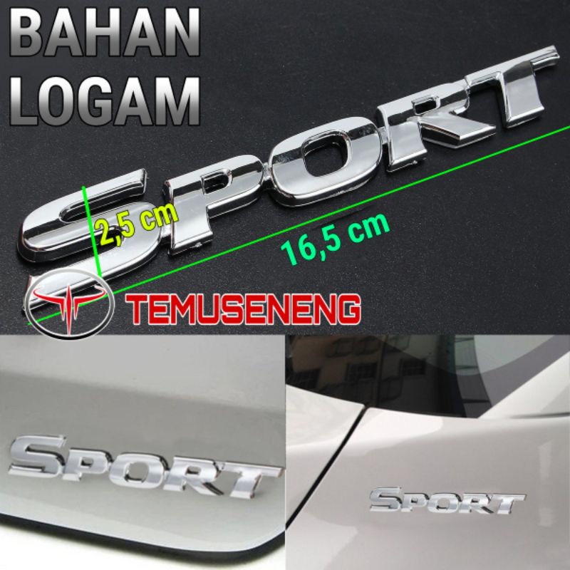 Silver Chrome Logo Emblem Sport Bahan Besi 3D Logam Tebal Untuk Tulisan Mobil Motor