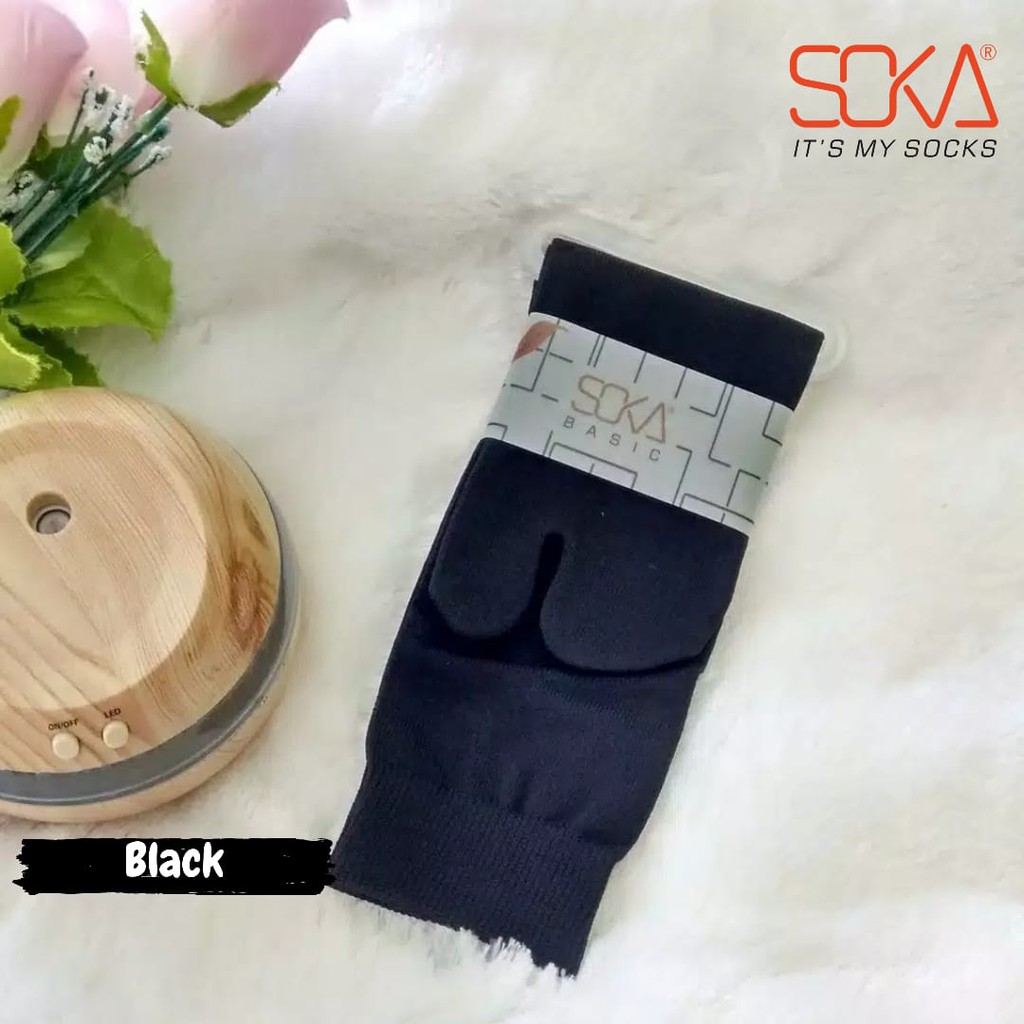 Kaos Kaki SOKA Jempol Pendek Standar - Size M Basic Polos-M-Black|Hitam