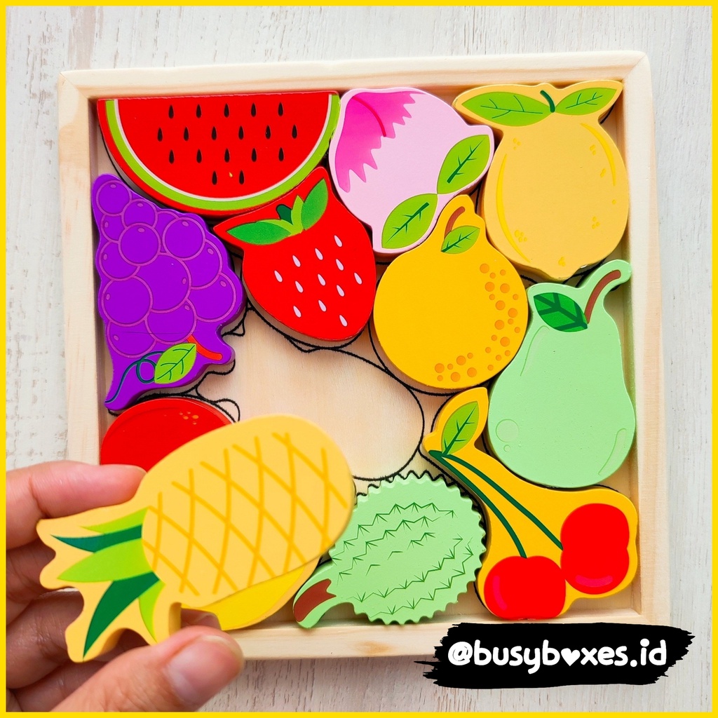 [busyboxes.id] Mainan Edukasi Puzzle 3d Wodden Toys buah-buahan