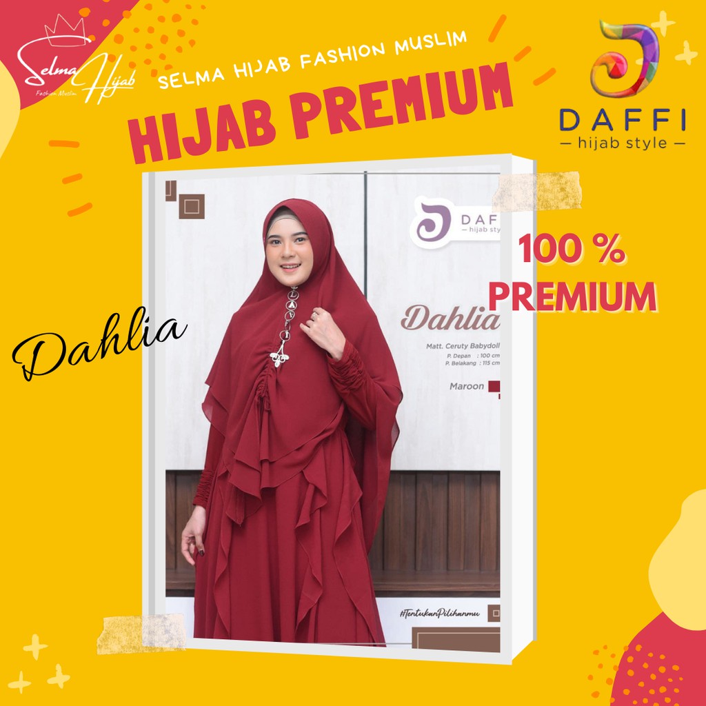Daffi Hijab Jilbab Instan Simple Khimar Syari Adem Cantik Dahlia Murah Bahan Ceruty Babydoll Premium