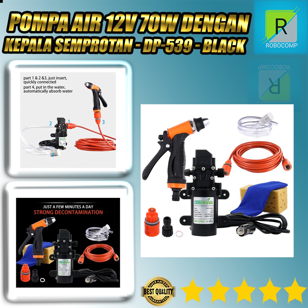 Pompa Air 12V 70W dengan Kepala Semprotan Larcolais