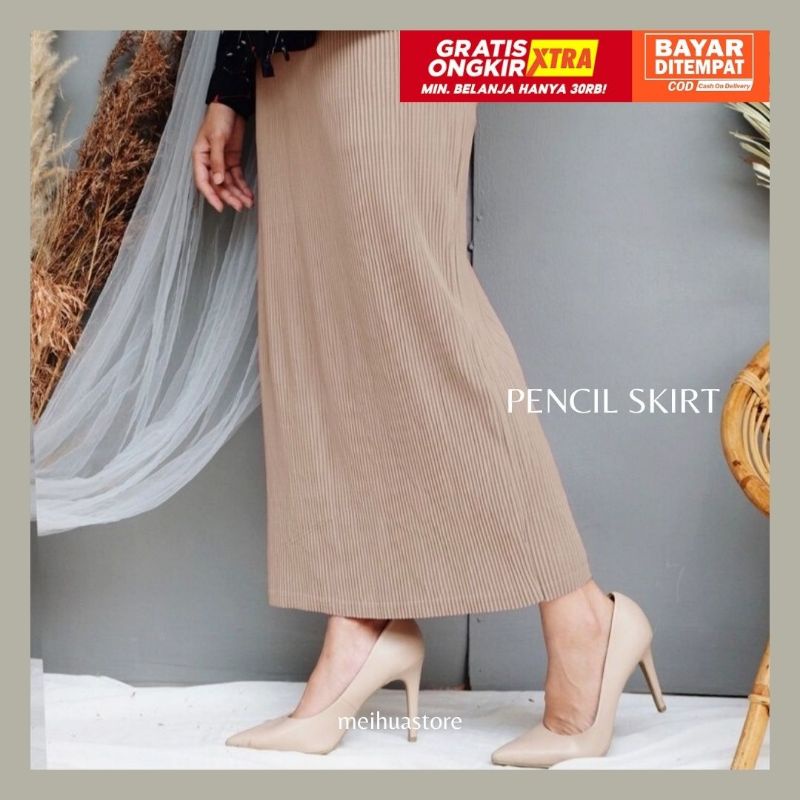 Rok Plisket Span | Rok pensil | Rok Span plisket lurus
