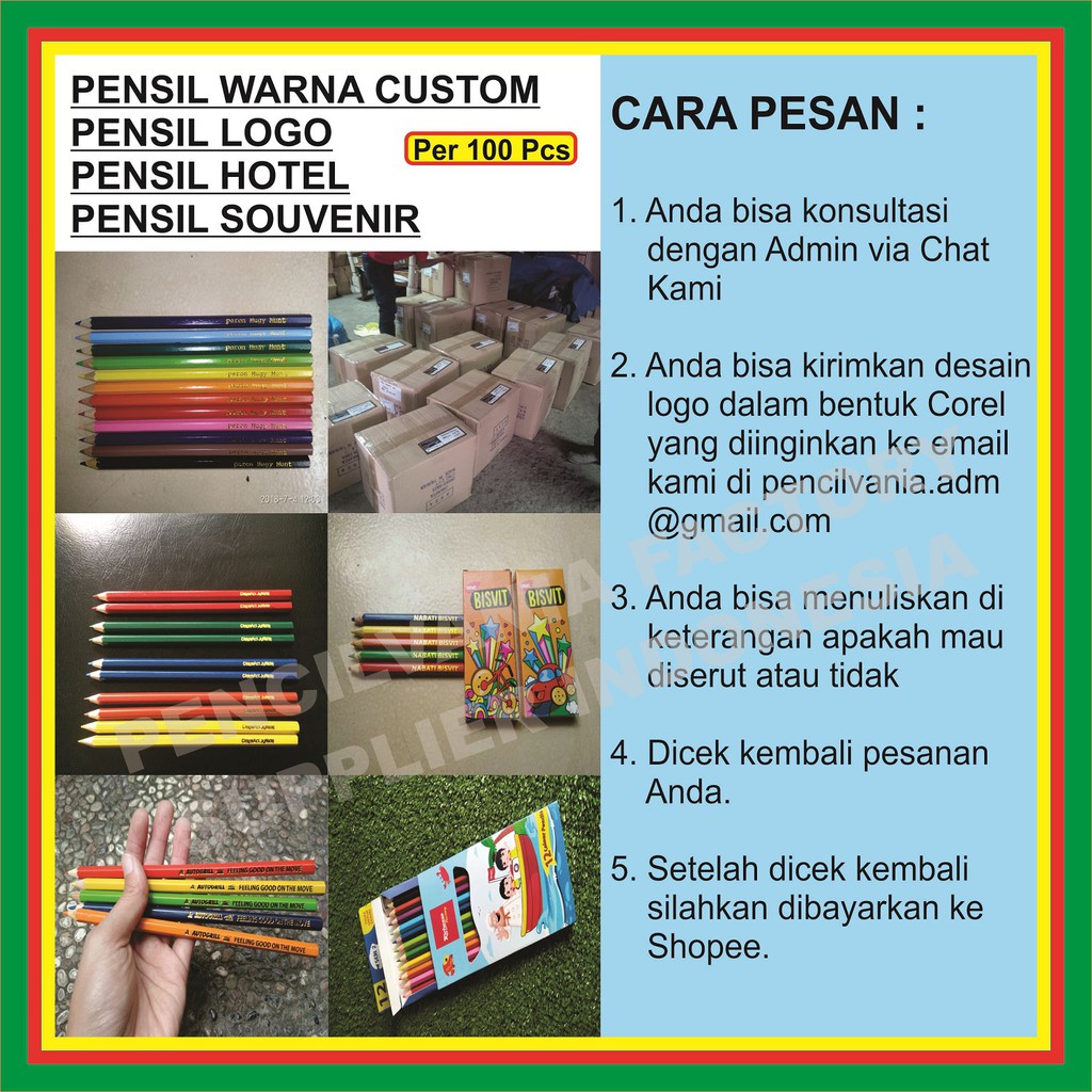 

PENSIL WARNA CUSTOM Maklon l Pensil Kayu Polos Hitam Murah Hotel Promosi Logo Promosi Tulis Warni