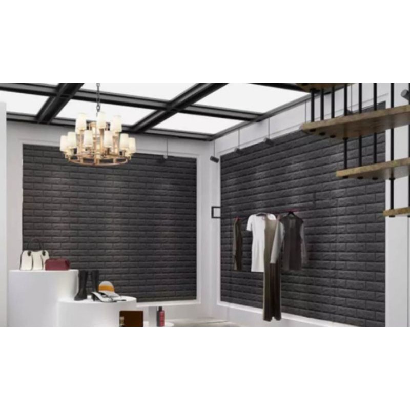 1 Wallpaper Dinding 3D 1Paket 10pcs 70cm x 77cm  Foam Timbul  Dekorasi Dinding Putih Bata CLASSIC wallpaper foam-6