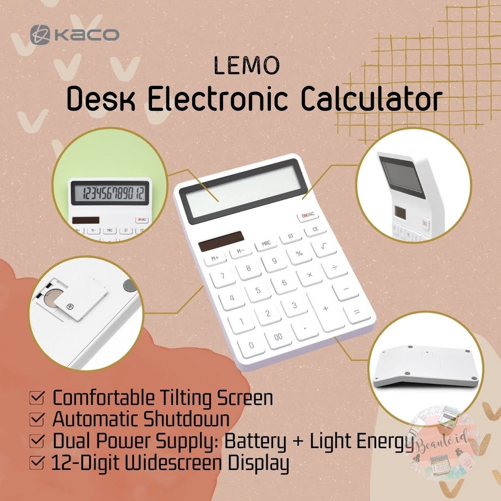 Xiaomi KACO LEMO Kalkulator 12 Digit Premium Aesthetic Digital Mini Desktop Electronic Portable Calculator untuk Sekolah Kantor Kerja