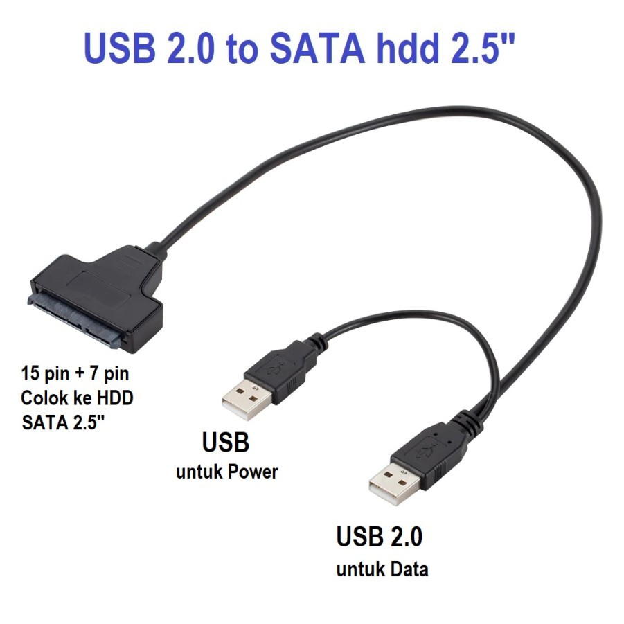 USB TO SATA 2.5in Converter USB 2.0 to Sata Kabel Data SSD HDD 2.5 in 7+15P