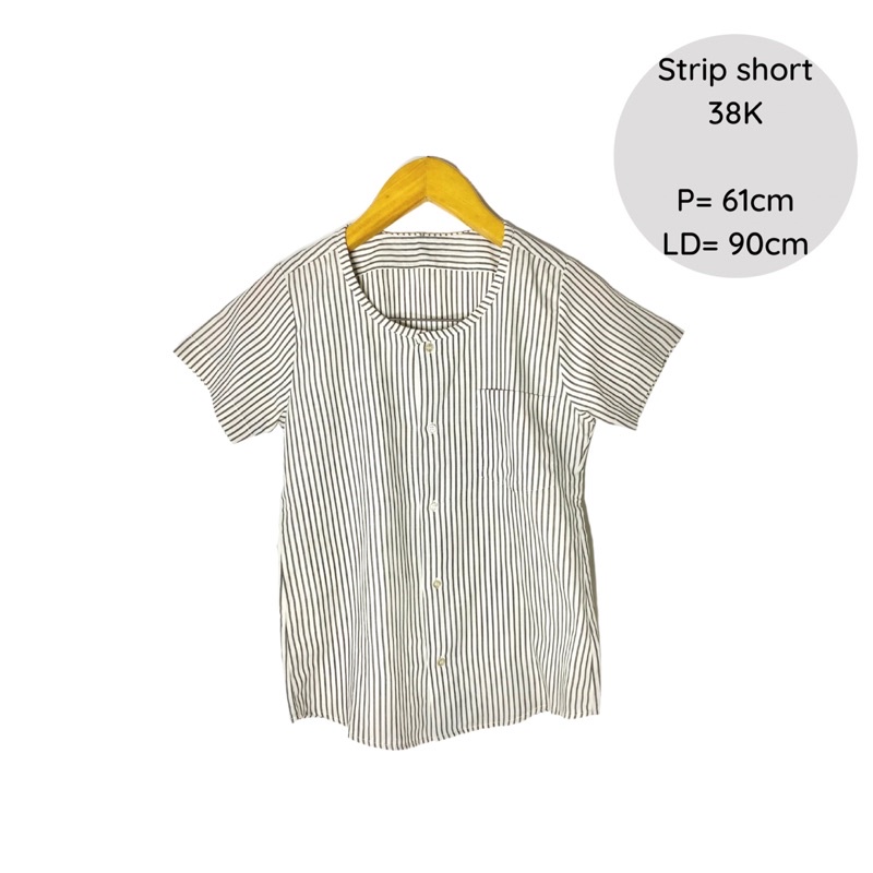 baju kemeja wanita motif garis second bekas preloved uniqlo