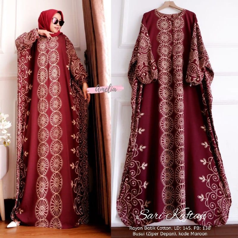 BILION KAFTAN MAXY DRESS SUPER JUMBO LD 150 DASTER BATIK BUSUI ZIPPER DEPAN GAMIS RAYON BATIK COTTON