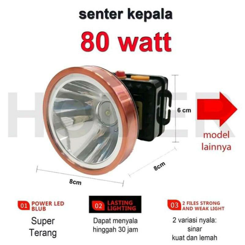 CAHAYA KUNING Senter kepala 80 watt