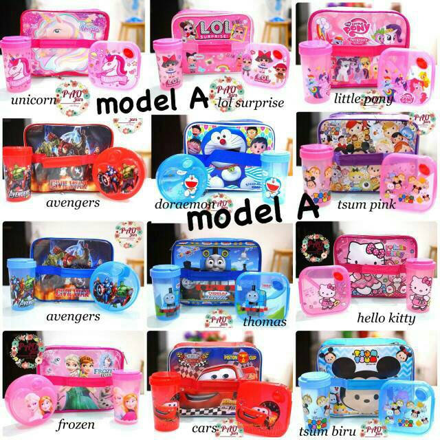 Tempat makan set frozen / tempat makan karakter / lunch box set anak