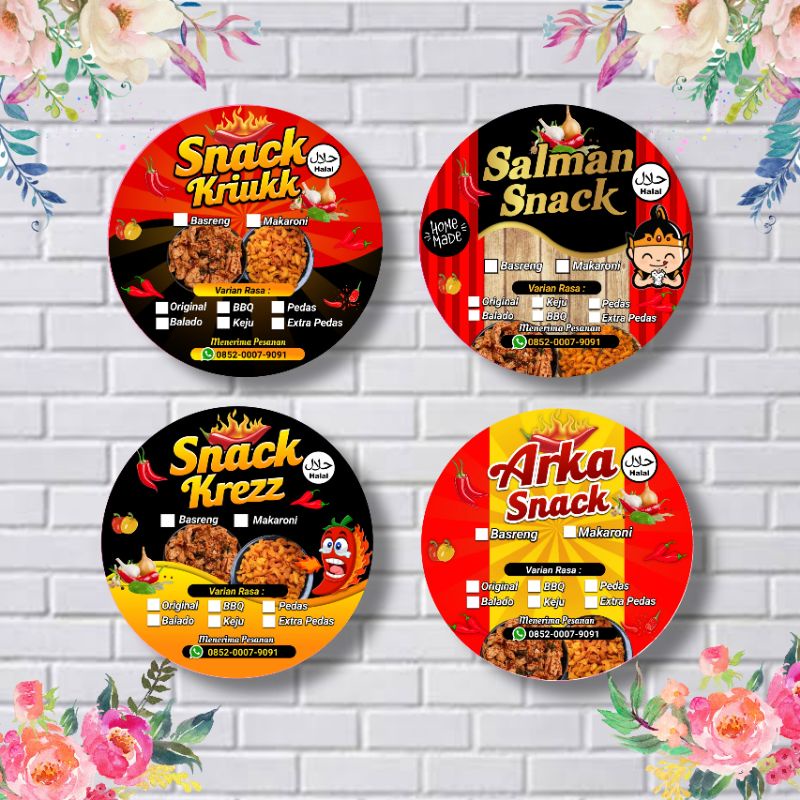 ( minimal order 100 pcs ) Stiker Label Kemasan Stiker  Jajanan Stiker Snack Stiker Pouch Stiker Maka