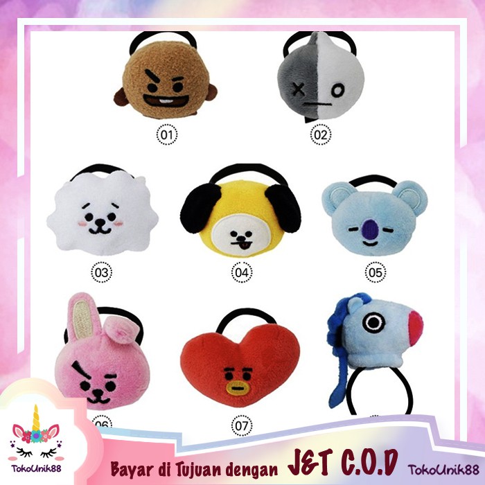 TU88 Ikat  Rambut  BTS KPOP Korea BT21  Iketan Jepit Jepitan 