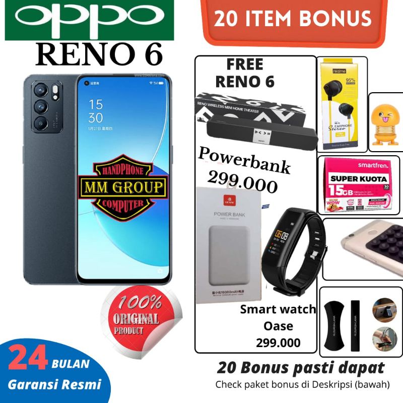 (FREE GIFT SPESIAL)HP OPPO RENO 6 RAM 8/128GB GARANSI RESMI OPPO INDONESIA