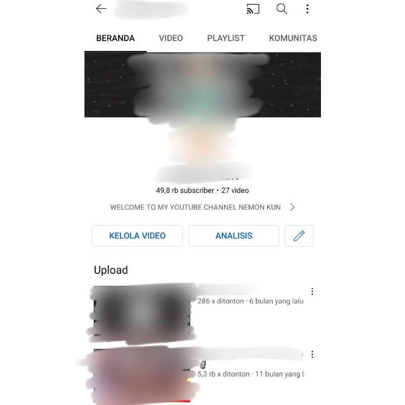 (Terjual) Akun YouTube 49k (Belum monetisasi)