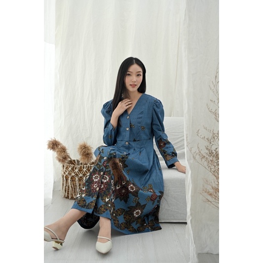 Dress Batik 258 SMA /Dress Batik Panjang/ Batik Wanita Modern