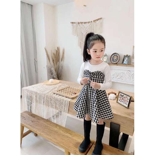 DK32 NEW Dress lengan panjang  /baju dress anak /pakaian bayi anak perempuan motif kotak - kotak