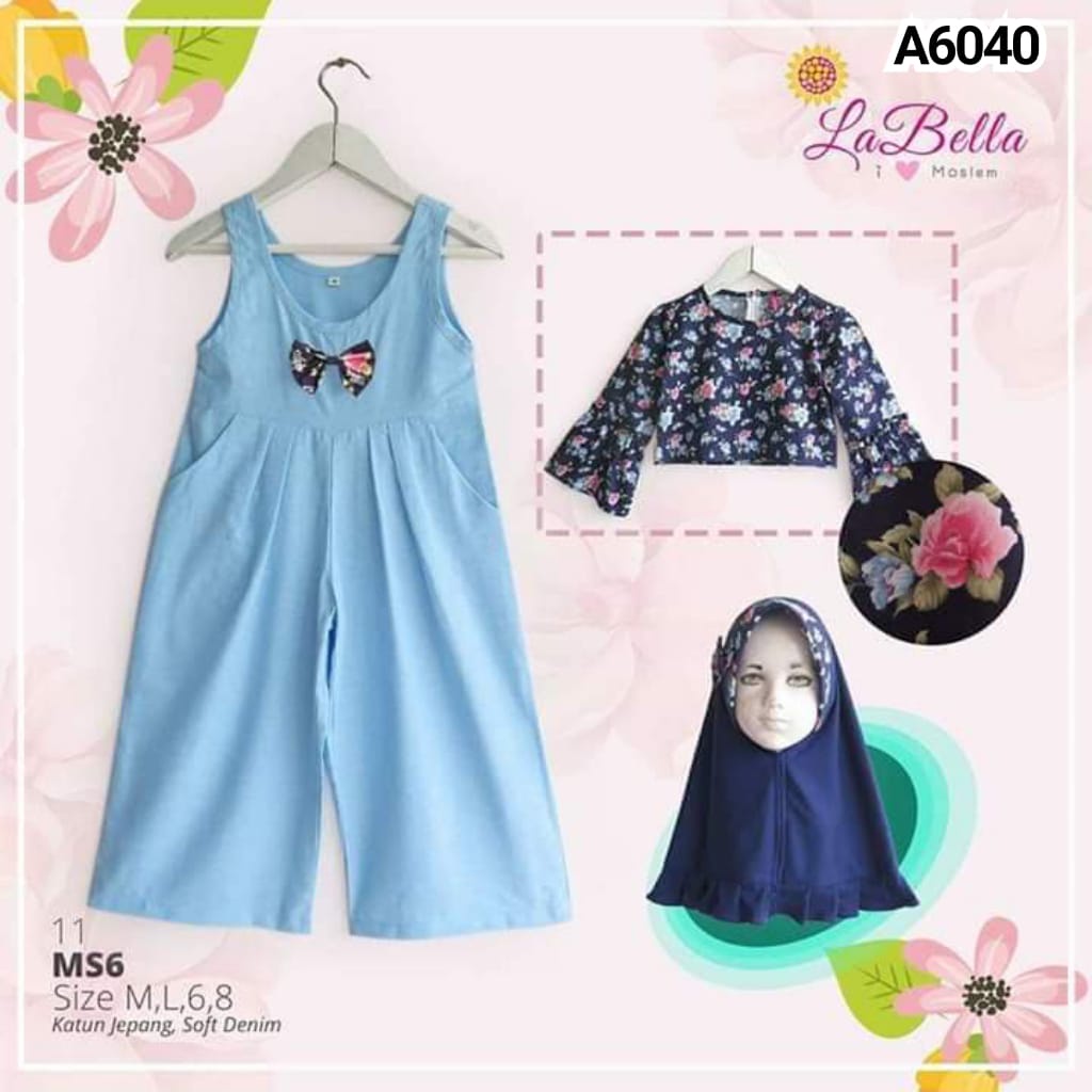 GAMIS SET CELANA ANAK LABELLA BLUE 6-7THN A6040