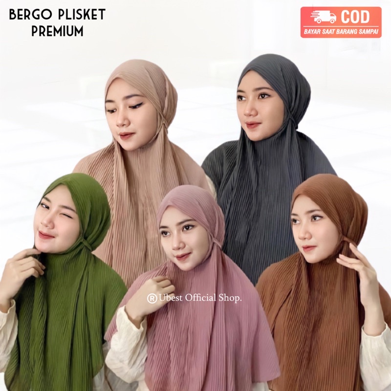 Bergo plisket Premium / Bergo maryam plisket / Bergo Plisket Tali / Hijab instant plisket / hijab be