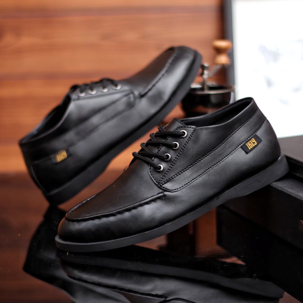 Sepatu Casual Formal Pria Pantofel Bertali Oxford Hitam Kulit Asli Original Kerja Kantor Trandy