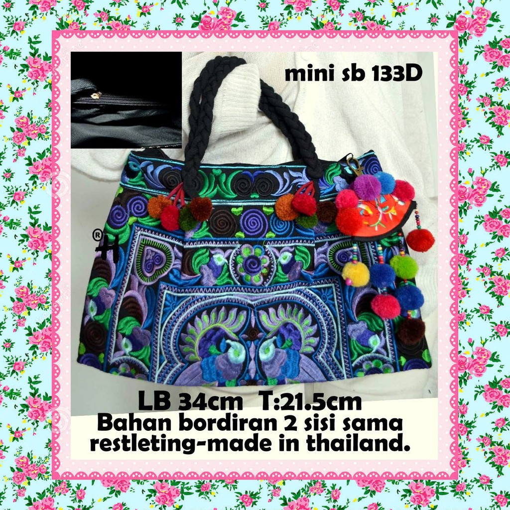 Grosir Tas Jinjing Tangan Mini Wanita Import Thailand Kain Bordir Murah