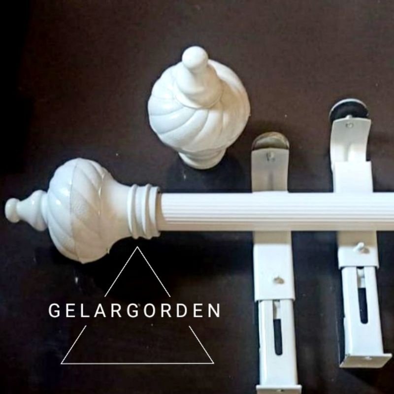 Batang Gorden Putih Fullset Tiang Gorden Rel Gorden Besi Hordeng