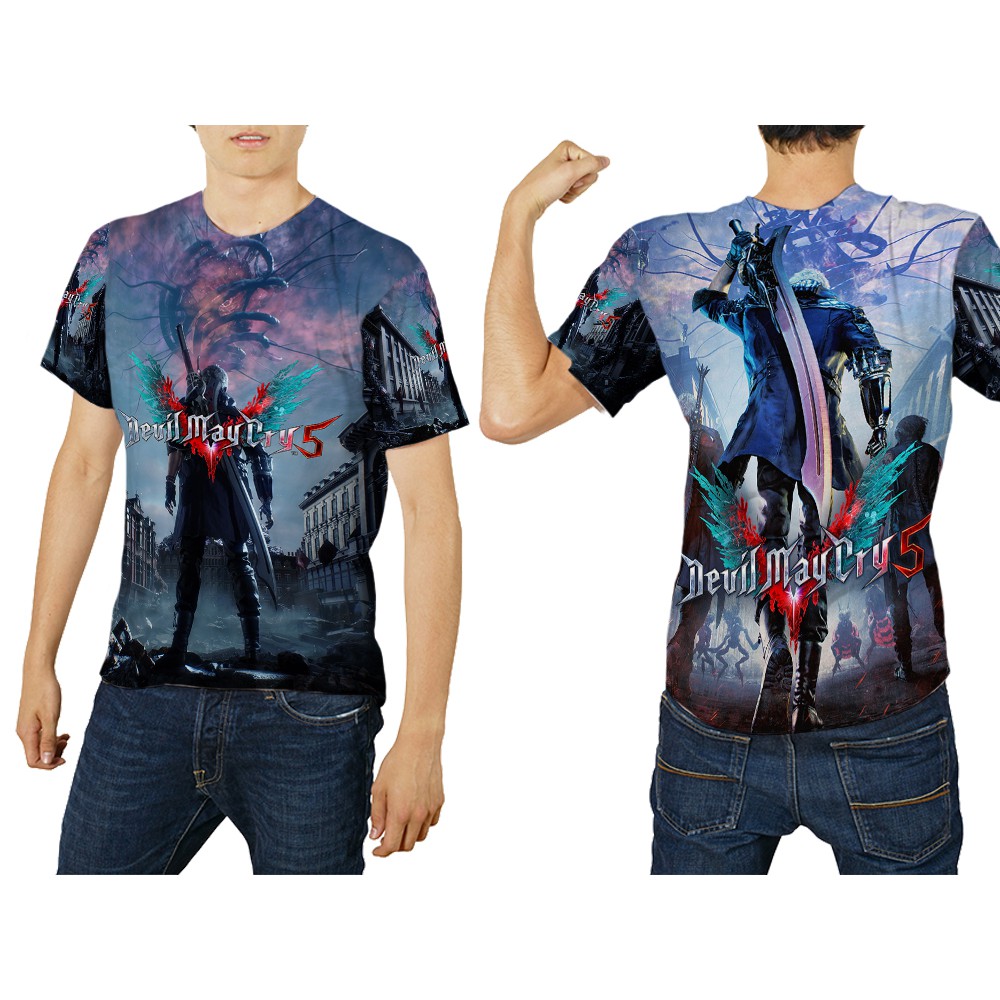 [Riashop] T Shirt Devil May Cry 5 Pendek Pria | Kaos Lengan Pendek Pria Devil May Cry 5 FullPrint