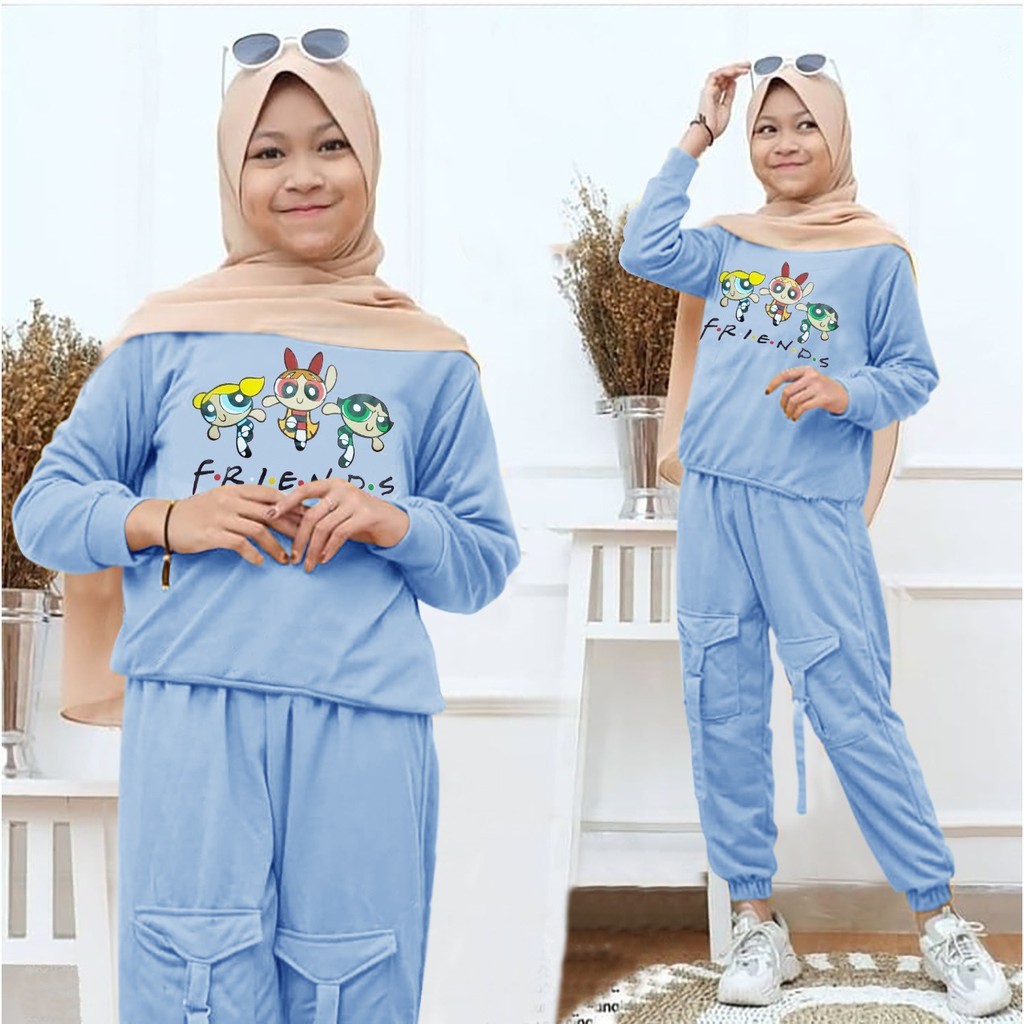 SET KID PPFG SETELAN BAJU ANAK REMAJA PEREMPUAN warna pink Lilac lavender ungu biru SET JOGGER ANAK TANGGUNG SETELAN BAJU MUSLIM ANAK SEHARI-HARI Kekinian baju anak murah