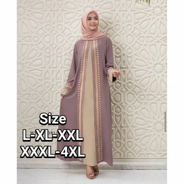 Abaya Gamis syari jumbo LD 140 modis kekinian gamis bordir big size L XL XXL 3L 4L Abaya Arab