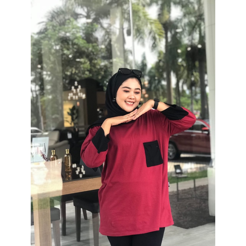 Aldira Kaos Oversize Wanita Hijab / Style Kaos Oversize Wanita / Outfit Kaos Oversize / Kaos Lengan 