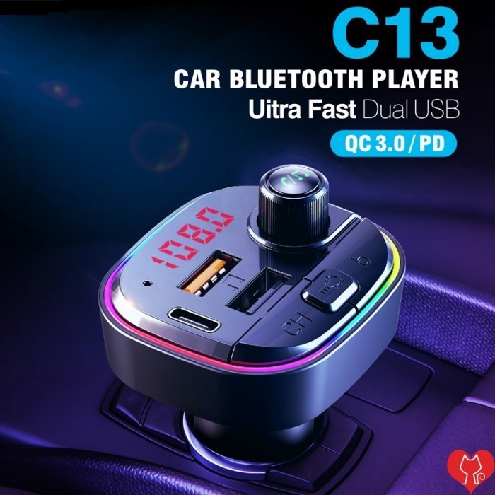 C13 CAR FM MODULATOR BLUETOOTH RECEIVER CAR CHARGER FM TRANSMITTER