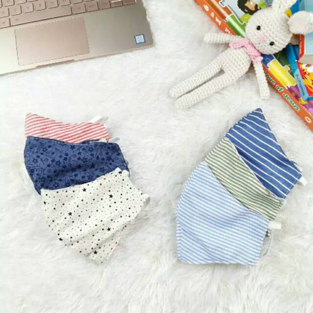 Masker kain katun 3 lapis