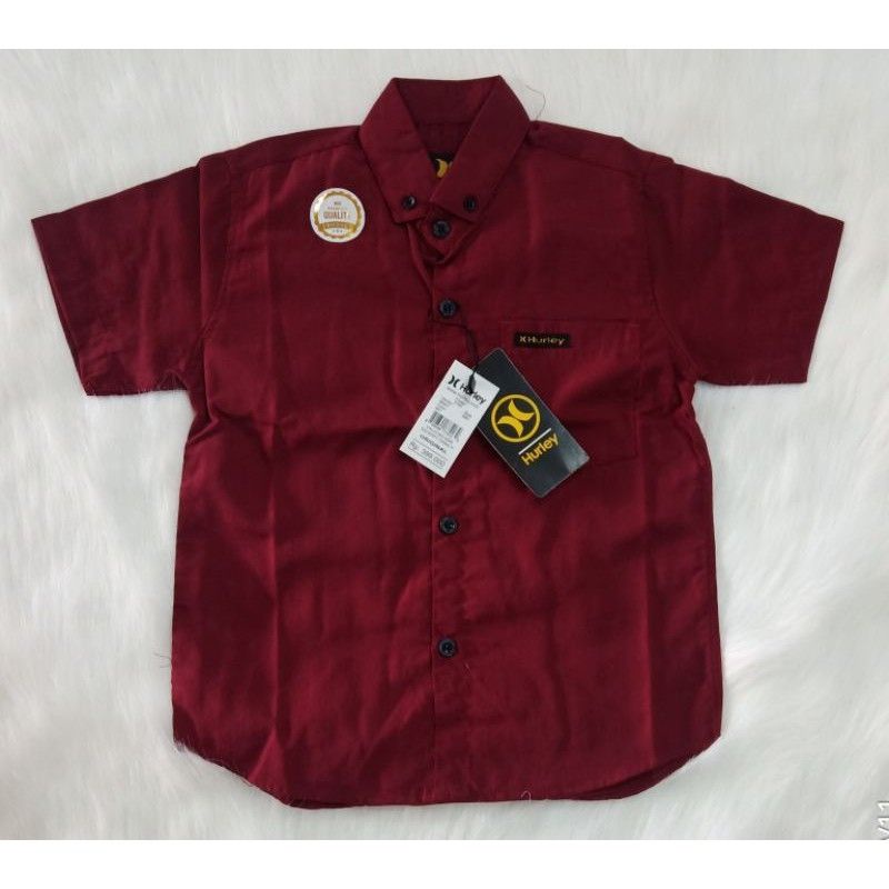 Kemeja Anak Laki-Laki Kemeja Distro Umur 4-11 Tahun Bahan Mat Cutton Warna Maroon