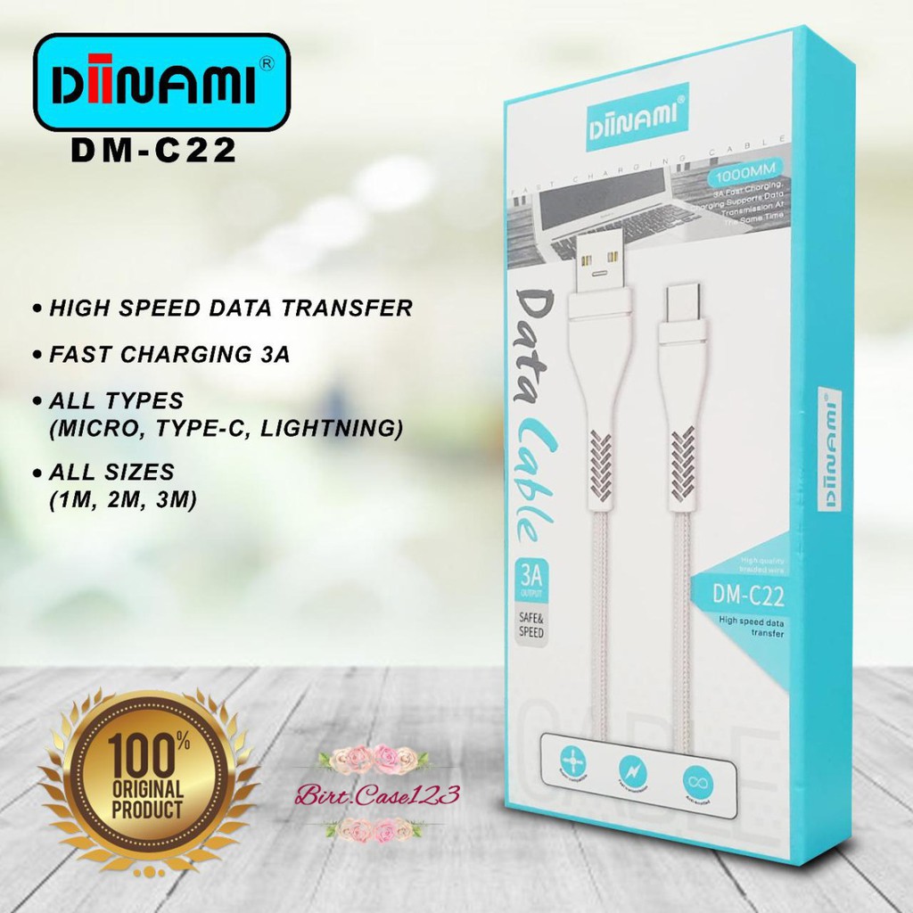 BM081 C22 diinami Kabel data cable charger original ready Micro 1phone tipe c 1 2 3 meter 3Amper BC2125