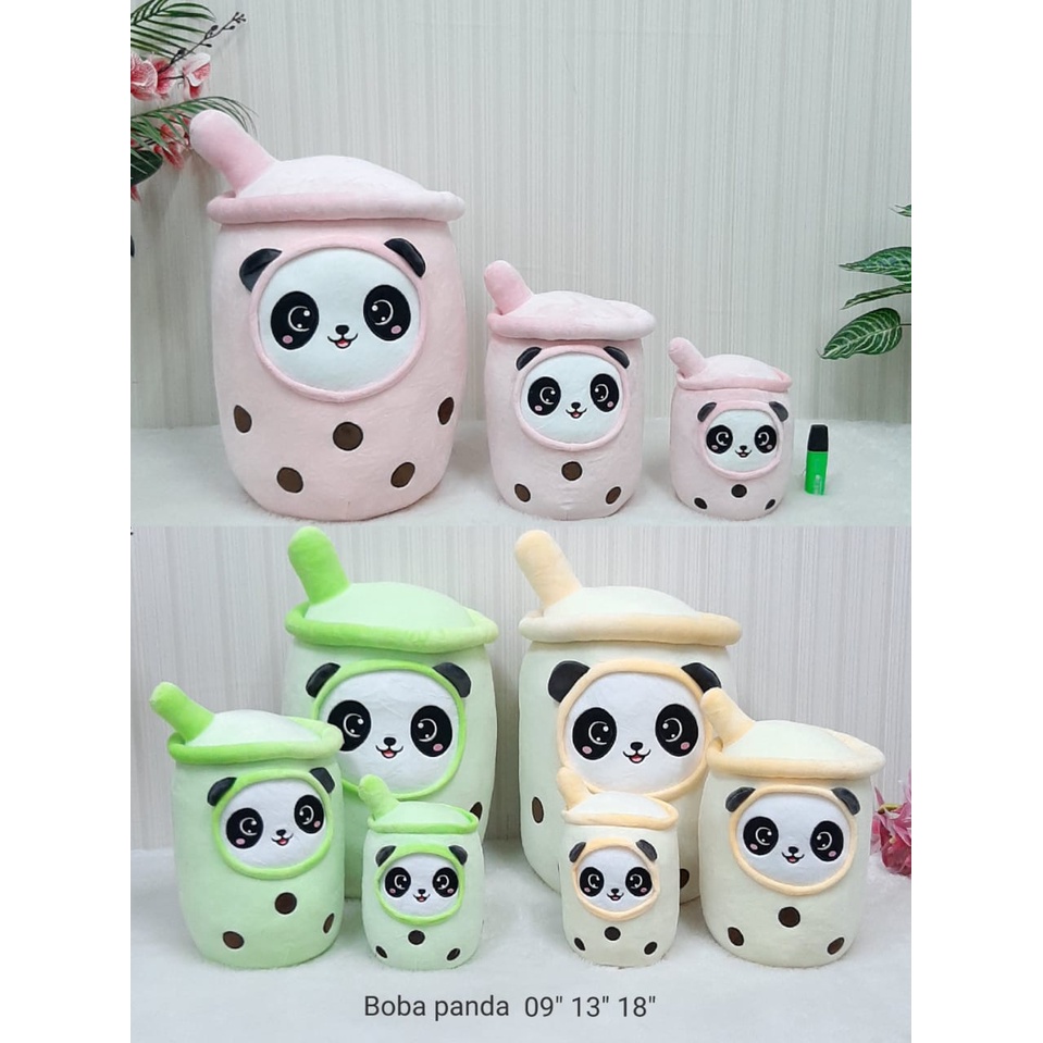 Boneka Boba Panda Size 13&quot;/34cm/boneka bubble tea/boneka lucu/minuman boba/