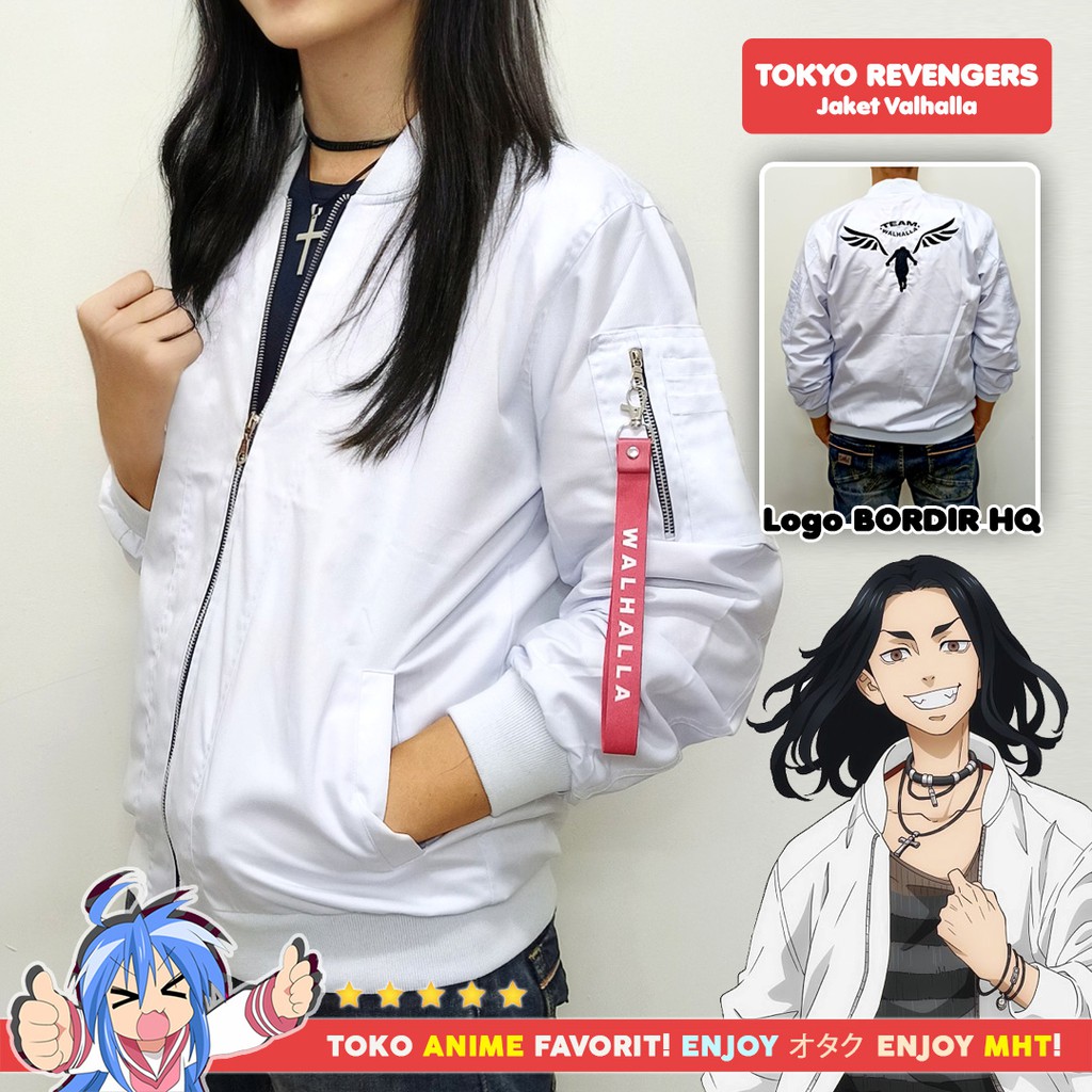 Jaket Bomber Anime Tokyo Revengers Valhalla Keisuke Baji Kazutora Hanemiya Manga Version White Putih