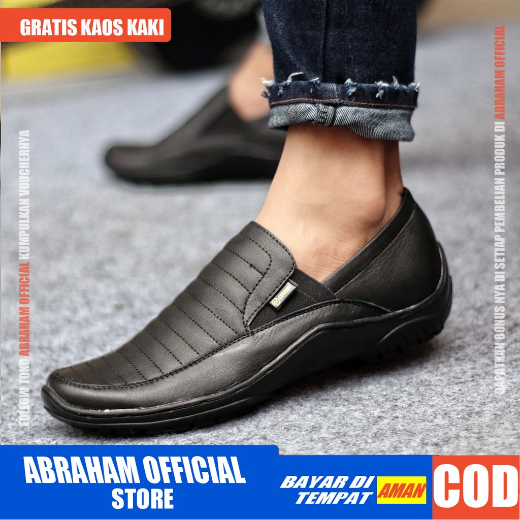 ABRAHAM Sepatu Slip On Kulit Asli Selop Kerja Pria