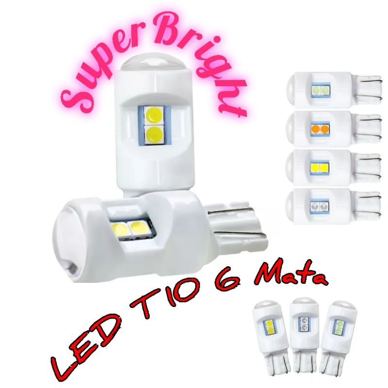 Lampu Led T10 ceramic 6smd chip 3030 superbright senja sen rem