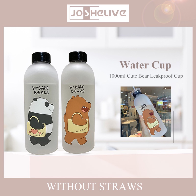 Botol Air Minum 1000ml Motif Panda Dengan Sedotan Anti Bocor