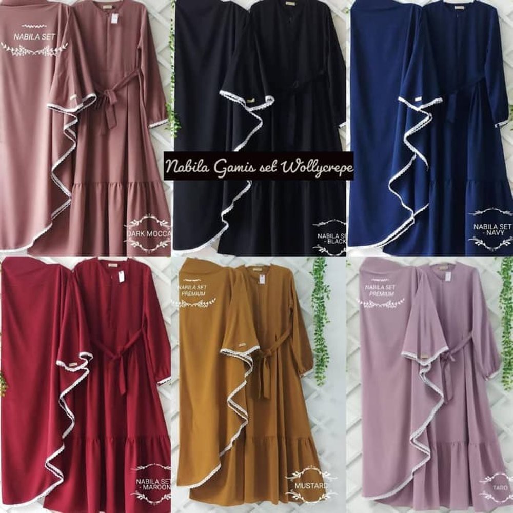 TERLARIS Nabila gamis set-gamis syari murah-gamis polos-busana muslim wanita muslimah