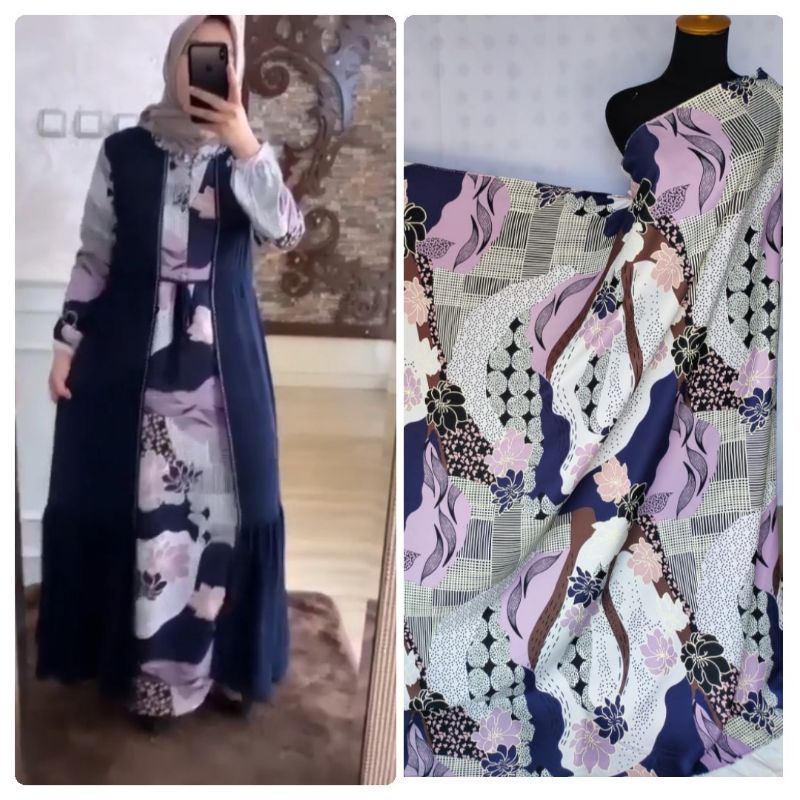 Kain Motif PradaCrepe Tania harga per setengah meter