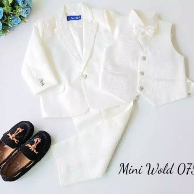 TX Setelan Jas Anak Laki Laki / Jas Pesta Anak - Putih, SZ 1 Usia 2-3Y NEW 068