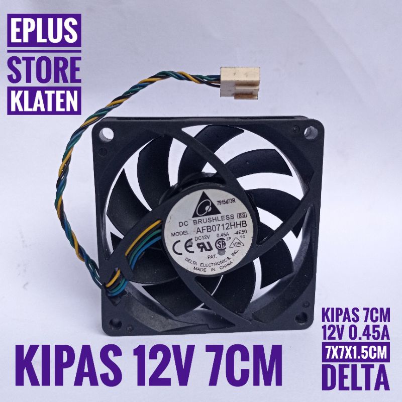 Kipas Fan Dc 7cm 12V 0.45A Delta Brushless cooler fan kipas Switching