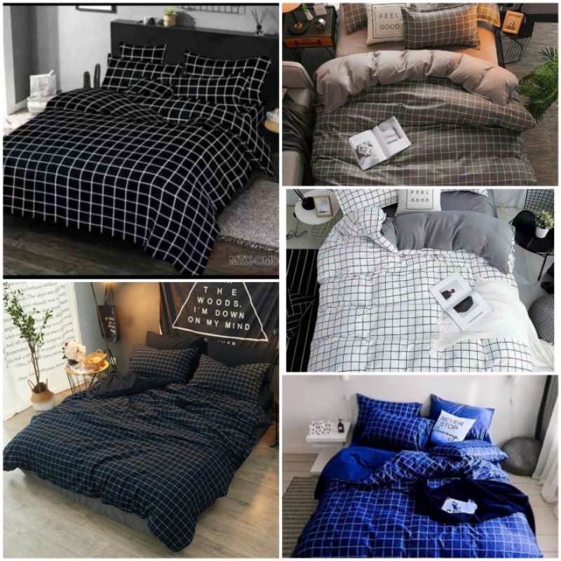 sprei aesthetic sprei kotak kotak hitam monocrome homemade