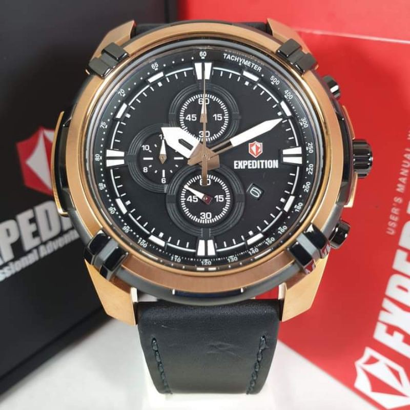 JAM TANGAN EXPEDITION PRIA E 6786 / E6786 ORIGINAL TALI KULIT GARANSI RESMI EXPEDITION 1 TAHUN