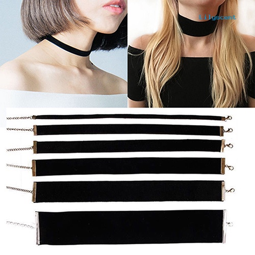 LADY BLACK Kalung Choker Bahan Velvet Warna Hitam Gaya Retro Gothic Untuk Wanita