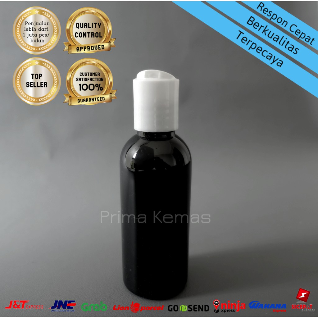 Botol Presstop 60 ml Hitam - botol kosmetik 60 ml - botol skincare