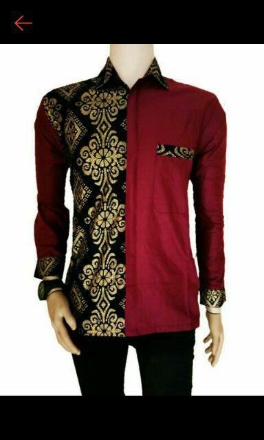 Kemeja Kombinasi Pra Da Coletan Batik Pria Lengan Panjang